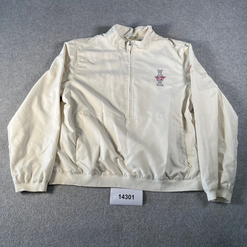 Lizgolf Windbreaker Jacket Womens L Ivory Excellent Solheim Cup Vintage 1/4 Zip